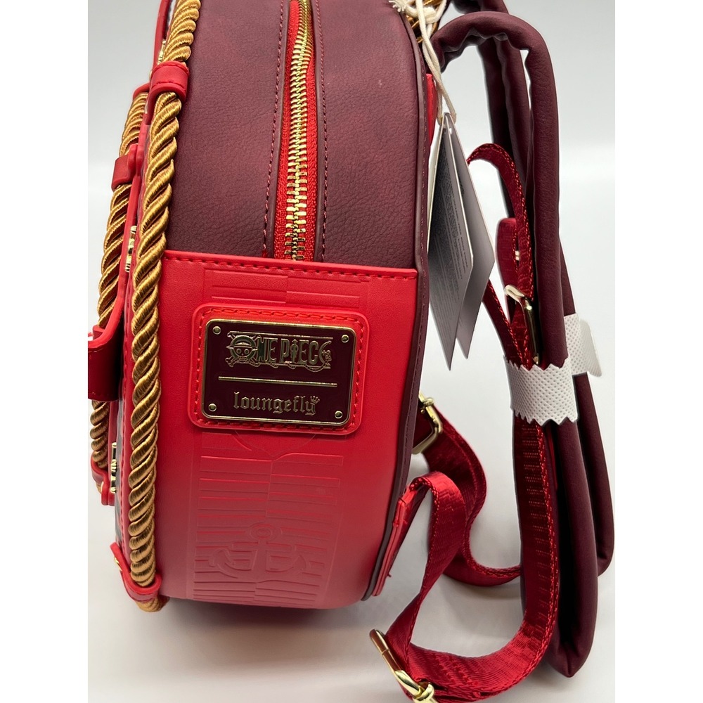 Loungefly One Piece Straw Hat Crew Compass Mini Backpack OPBK0015 Burgundy Red - Picture 3 of 8